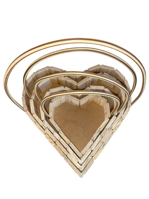 Conjunto de Cestos de Madeira Coração com Alça – Para Presentes e Decoração - Image 6
