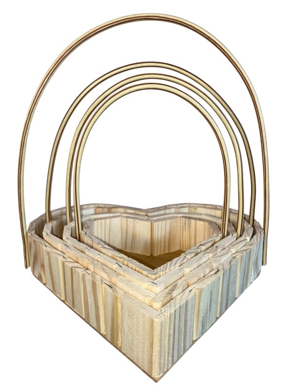 Conjunto de Cestos de Madeira Coração com Alça – Para Presentes e Decoração - Image 7