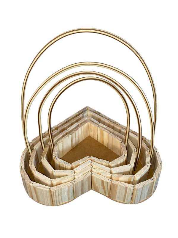 Conjunto de Cestos de Madeira Coração com Alça – Para Presentes e Decoração - Image 8