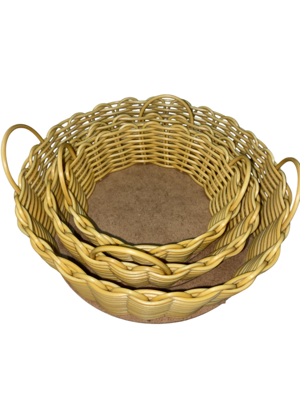 Kit com 10 Bandeja Redonda de Fibra Sintética – Ideal para Decoração, Fruteiras e Pãozeira