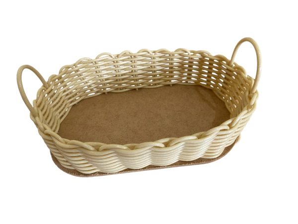 Cesta Oval em Fibra Sintética com Alça para Festa, Presente e Decoração