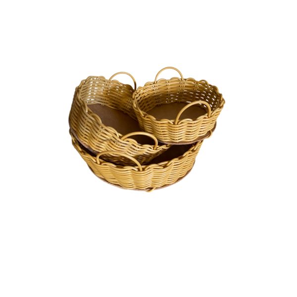 Kit com 10 Bandeja Redonda de Fibra Sintética – Ideal para Decoração, Fruteiras e Pãozeira