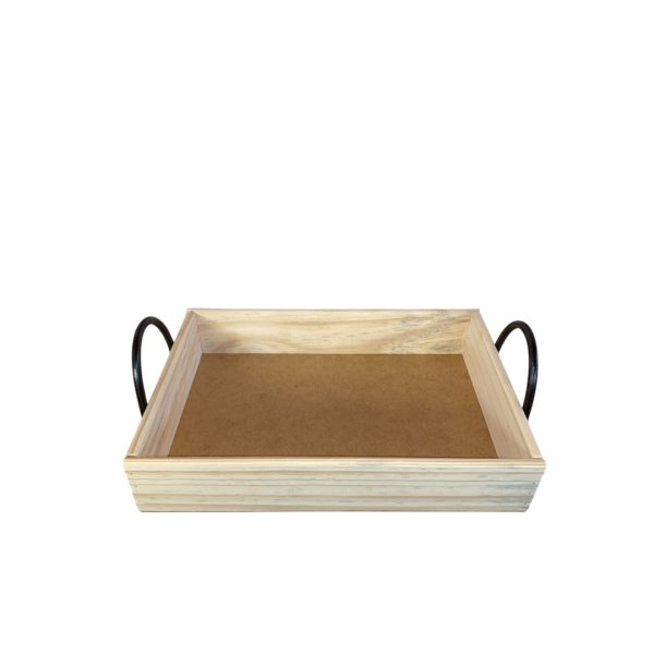 Bandeja Retangular Média em Madeira Pinus com Alças – Perfeita para Café da Manhã - Image 2