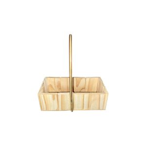 Kit 10 Cestas de Madeira Retangular com Alça Central – Ideal para Presentes e Decoração