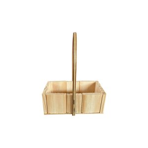 Kit 10 Mini Cestas de Madeira Retangular com Alça Central – Ideal para Presentes e Decoração