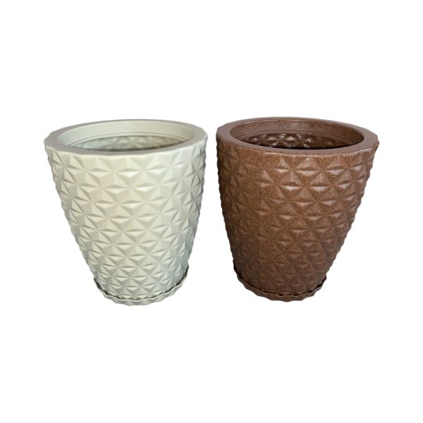 Vaso Coluna Redondo Diamante com Prato para Plantas – Moderno e Resistente - Image 2