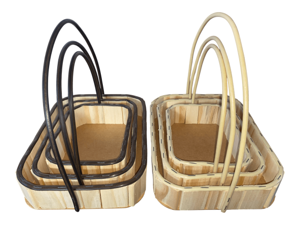 Kit com 3 Cestos Decorativos de Madeira com Alça Sintética – Organização e Presente - Image 3
