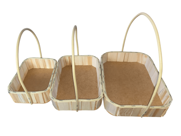 Kit com 3 Cestos Decorativos de Madeira com Alça Sintética – Organização e Presente - Image 6