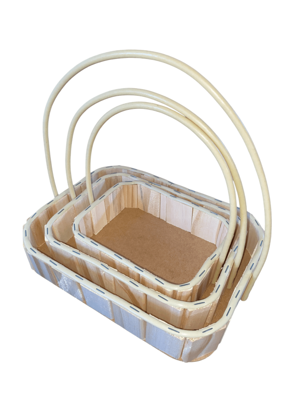 Kit com 3 Cestos Decorativos de Madeira com Alça Sintética – Organização e Presente - Image 7